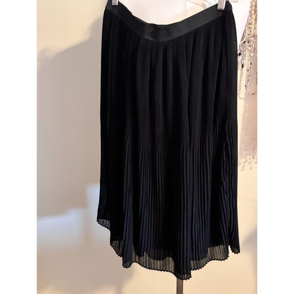 Jaclyn Smith Accordion Pleat Midi Skirt Black Large L Flowy